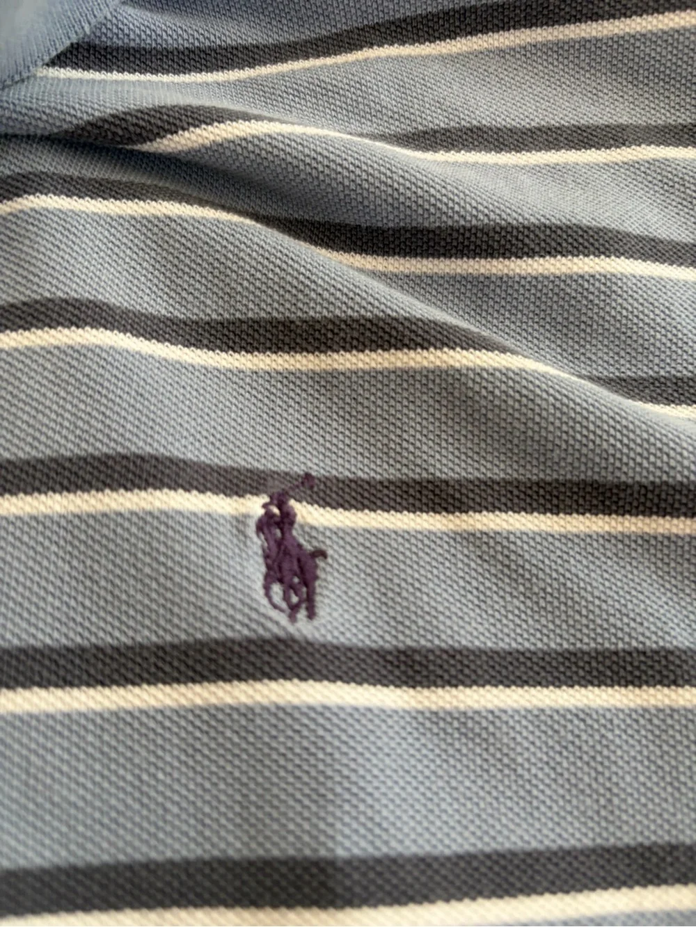 Ralph Lauren Men's Striped Polo - Light Blue & Gray Size XL